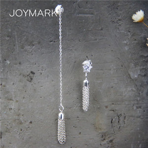 925 Silver Long & Short Tassel Dangle Earrings Asymmetrical Drop Earrings