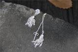 925 Silver Long & Short Tassel Dangle Earrings Asymmetrical Drop Earrings