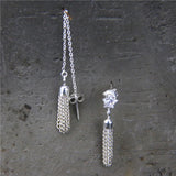 925 Silver Long & Short Tassel Dangle Earrings Asymmetrical Drop Earrings