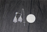 925 Silver Long & Short Tassel Dangle Earrings Asymmetrical Drop Earrings