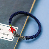 925 Silver Red Ruyi Bracelet Wax String Amulet Gift