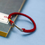 925 Silver Red Ruyi Bracelet Wax String Amulet Gift