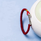 925 Silver Red Ruyi Bracelet Wax String Amulet Gift