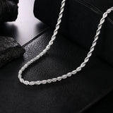 925 Silver Rope Twist Necklace 3mm 16-30 Inch Chain