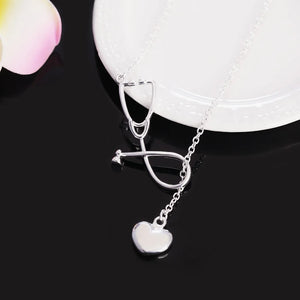 925 Silver Necklace 18" Nurse Heart Pendant