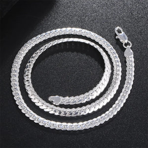 925 Silver Snake Chain Necklace Unisex Flat Design