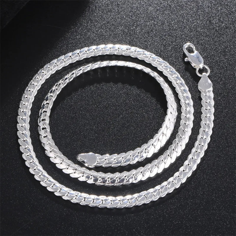 925 Silver Snake Chain Necklace Unisex Flat Design