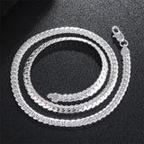 925 Silver Snake Chain Necklace Unisex Flat Design