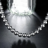 925 Silver Necklace for Women 20 Inches 10MM Beads Chain Wedding