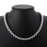925 Silver Necklace for Women 20 Inches 10MM Beads Chain Wedding