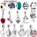 925 Silver Feather Shopping Bag Charm Bracelet Jewelry