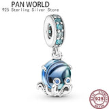 925 Silver Octopus Rainbow Turtle Charm for Women's Bracelet