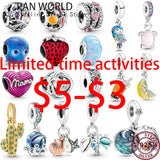 925 Silver Octopus Rainbow Turtle Charm for Women's Bracelet