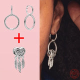 925 Silver Charm Hoop Earrings For Women DIY Fine Jewelry