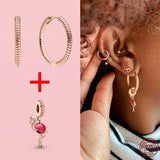 925 Silver Charm Hoop Earrings For Women DIY Fine Jewelry