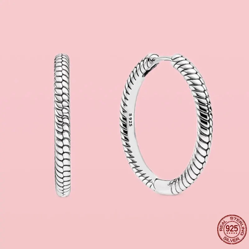 925 Silver Charm Hoop Earrings For Women DIY Fine Jewelry