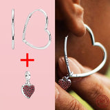 925 Silver Charm Hoop Earrings For Women DIY Fine Jewelry