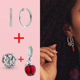 925 Silver Charm Hoop Earrings For Women DIY Fine Jewelry