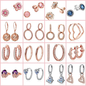 925 Sterling Silver Rose Hoop Earrings for Women