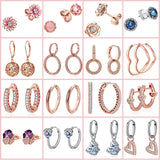 925 Sterling Silver Rose Hoop Earrings for Women