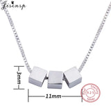 925 Silver Square Choker Necklace Women Wedding Jewelry Geometric Pendant