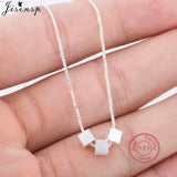 925 Silver Square Choker Necklace Women Wedding Jewelry Geometric Pendant