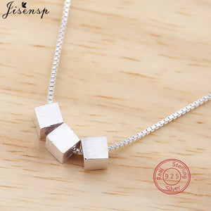 925 Silver Square Choker Necklace Women Wedding Jewelry Geometric Pendant