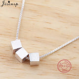 925 Silver Square Choker Necklace Women Wedding Jewelry Geometric Pendant