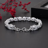 Dragon Head Sterling Silver Bracelet for Men Women