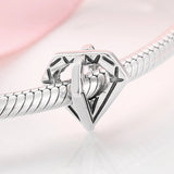 925 Sterling Silver Heart Charm Pendant Beads Couple Fit Bracelet Jewelry