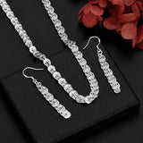 925 Silver Necklace Earrings Set Party Wedding Jewelry