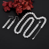 925 Silver Necklace Earrings Set Party Wedding Jewelry