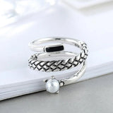925 Sterling Thai Silver Triple Layer Pearl Ring European American Fine Jewelry