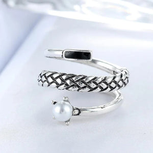 925 Sterling Thai Silver Triple Layer Pearl Ring European American Fine Jewelry