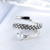 925 Sterling Thai Silver Triple Layer Pearl Ring European American Fine Jewelry