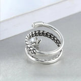 925 Sterling Thai Silver Triple Layer Pearl Ring European American Fine Jewelry