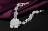 925 Silver Bracelet Classic Flower Leaf Chain Women Wedding Party Jewelry