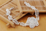 925 Silver Bracelet Classic Flower Leaf Chain Women Wedding Party Jewelry