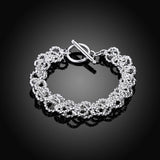 Sterling Silver Bracelet Creativity Circle Chain Women Wedding Jewelry