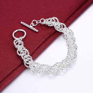 Sterling Silver Bracelet Creativity Circle Chain Women Wedding Jewelry