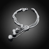 925 Silver Bracelets Snake Chain Frosted Beads for Women