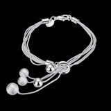 925 Silver Bracelets Snake Chain Frosted Beads for Women