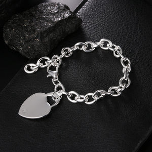 925 Silver Heart Bracelet for Women Wedding Party Jewelry