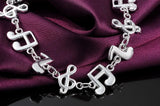 925 Silver Music Note Chain Bracelet for Women