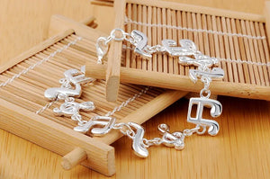925 Silver Music Note Chain Bracelet for Women