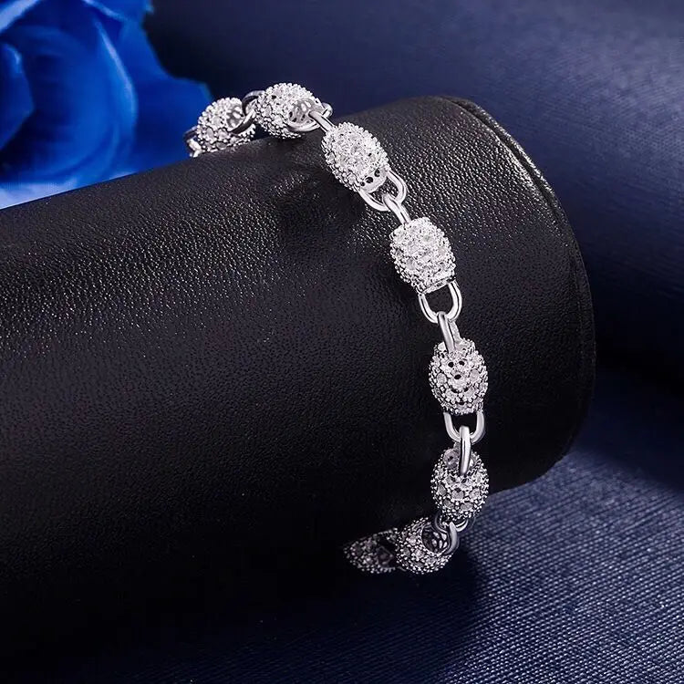 925 Sterling Silver Charm Ball Bracelets for Women Wedding Jewelry