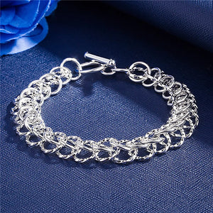 925 Sterling Silver Circle Chain Bracelets for Women Men