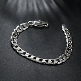 925 Silver 8MM Chain Bracelet 18K Plated Women Men Jewelry