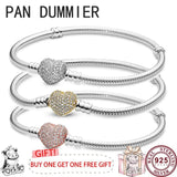 925 Silver Eternal Love Heart Snake Bone Logo Bracelet