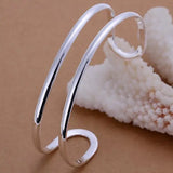 925 Silver Double Line Bangle Bracelets Adjustable Street Party Wedding Jewelry
